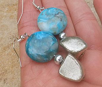 EARRINGS CRAZY LACE AGATE TURQUOISE